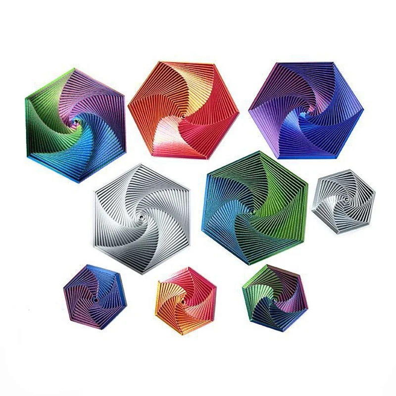 Ferramenta de alívio do estresse de impressão 3D de brinquedo fractal hexagonal de mudança espiral