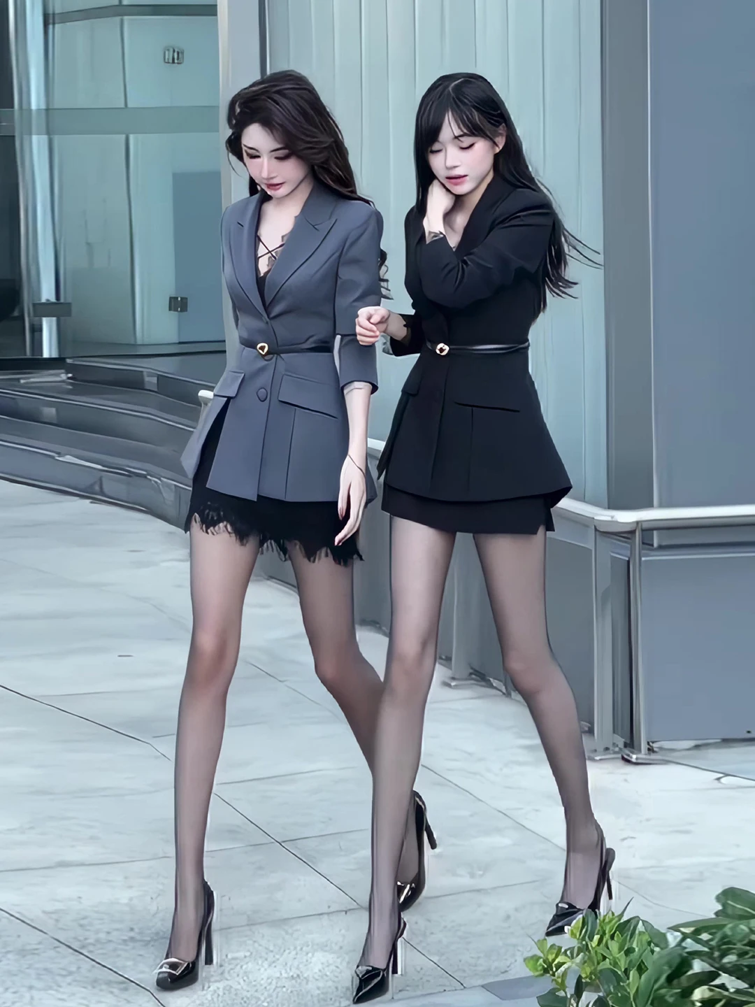 

Женский костюм Ele для важных мероприятий, осень 2025: модный комплект с высокой талией, прямым кроем и длинными рукавами для офиса