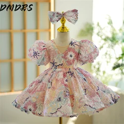 Elegant Girls Dress Luxurious Princess Dress High-End Flower Girl Wedding Dress Cute Little Girl Host Piano Performance Costumes