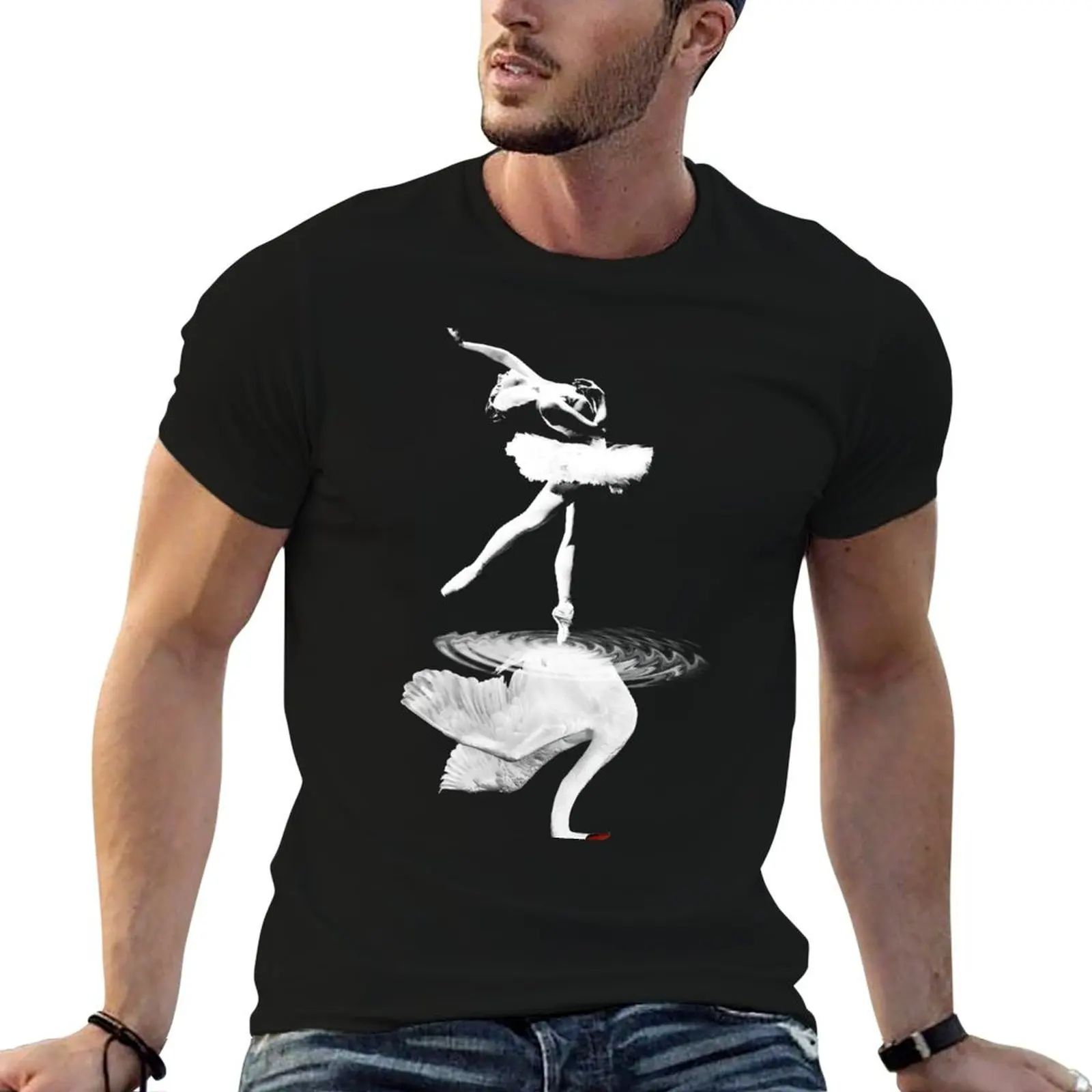 

man luxury soft T-Shirt mirror man swan shirts dancer cotton t for t brand quality high shirts and Ballet