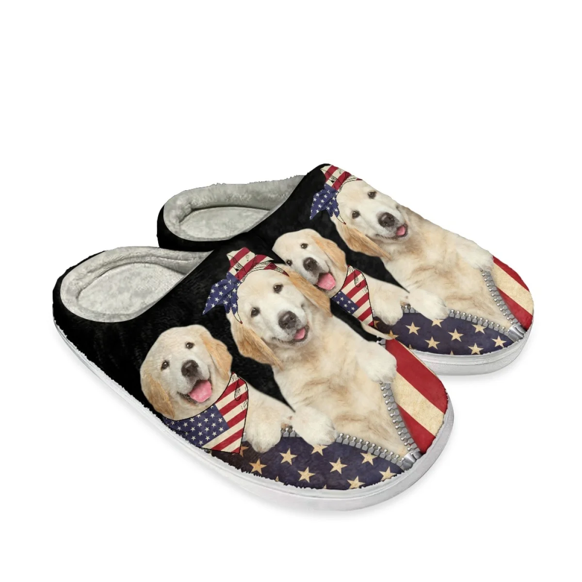 Lovely Dog Design Women Indoor Cotton Slippers Winter Home Cozy Warm Slipper House Flat Shoes Slides for Bedroom Print On Demand