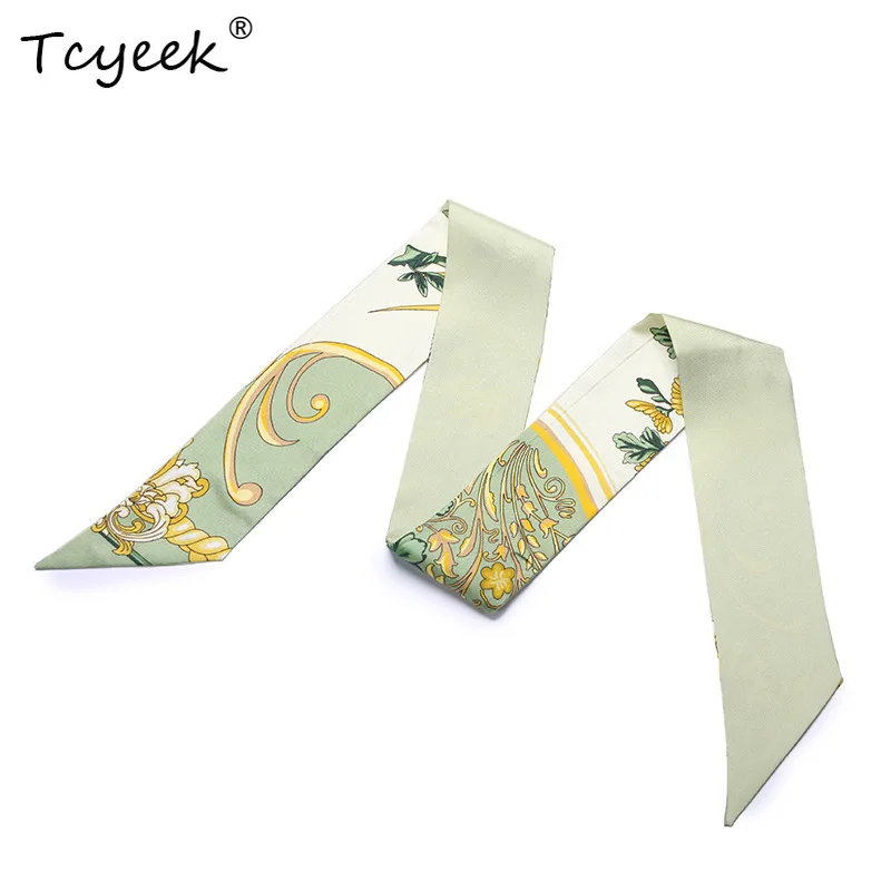 

Tcyeek, 16MM 100%Real Slik Kerchief, 88cm Retro Print, Mom Gift Versatile Commute Narrow Scarf, 2024 Summer Autumn A465119QC