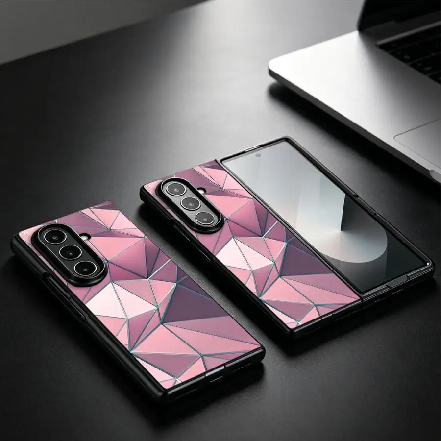 Case for Samsung Galaxy ZFold4 Z Fold 7 6 5 4 3 ZFold6 ZFold3 ZFold7 ZFold5 Back Phone Cover Pink Carbon Fiber