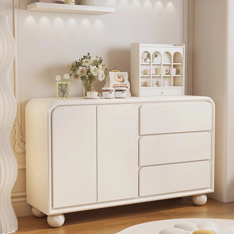 -+Lastest Design Top Quality Dining Room Furniture White Distress Block Printed Unique Side Board Indian Wood Sideboard