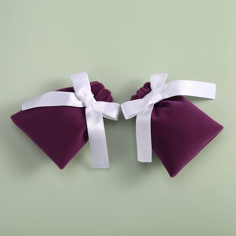 10pcs 7x9cm Purple Velvet Drawstring Packing Jewelry Packaging Display Luxury Velvet Suede Pouches Wedding Favors Gift Bags