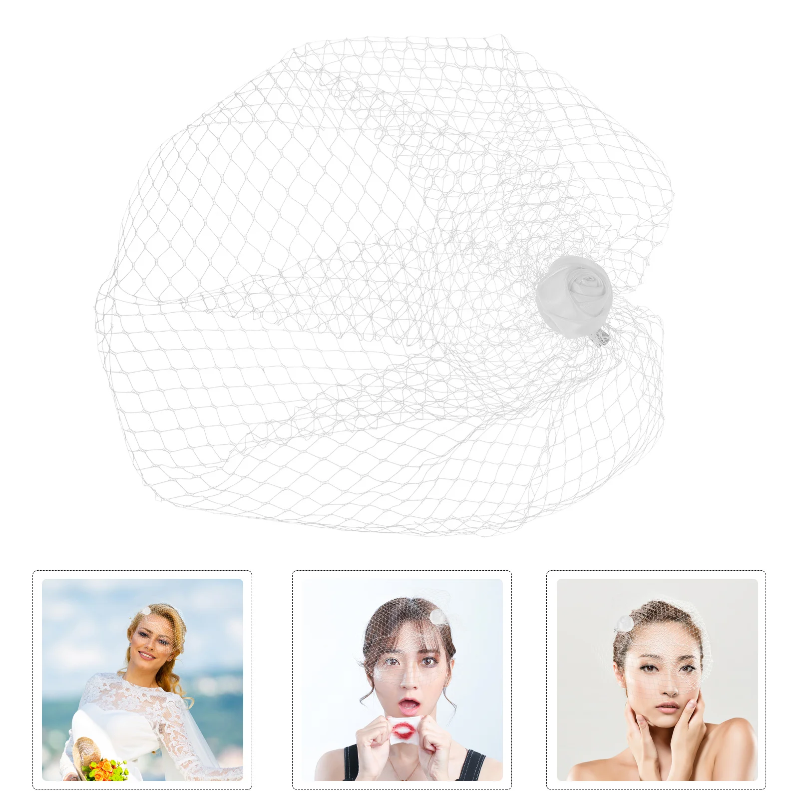 Vintage Bridal Hair Veil Flower Mesh Fascinator Clip Elegant Wedding Party Headpiece Retro Wedding Veils Mesh Bridal Veils
