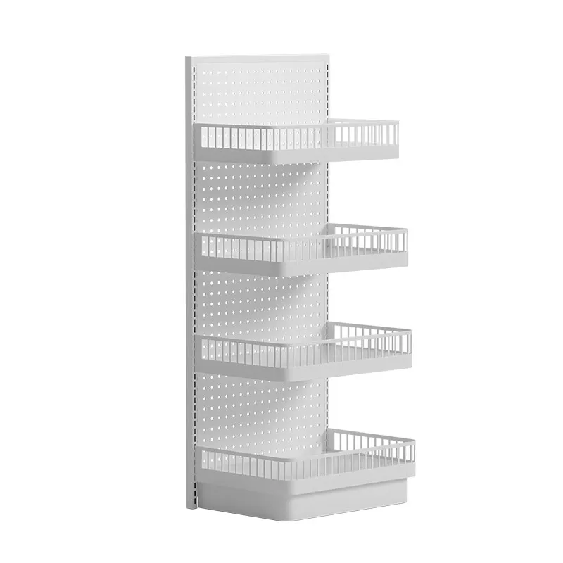 Supermarket against the wall against the end of the pillar Convenience store Small snack shelves Household