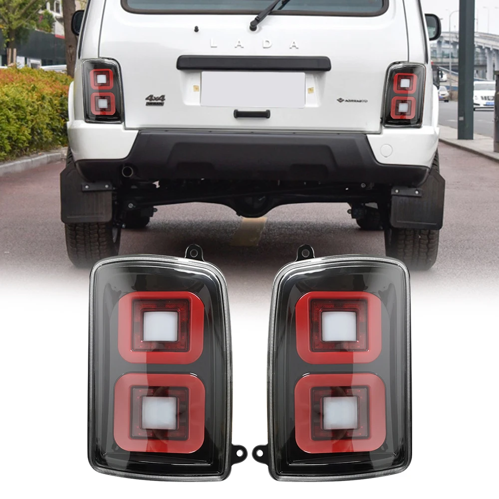 For Lada Niva 4X4 1995- LED Tail Lights With Running Turn Signal PMMA ABS Plastic Function Accessories Car Styling Tuning