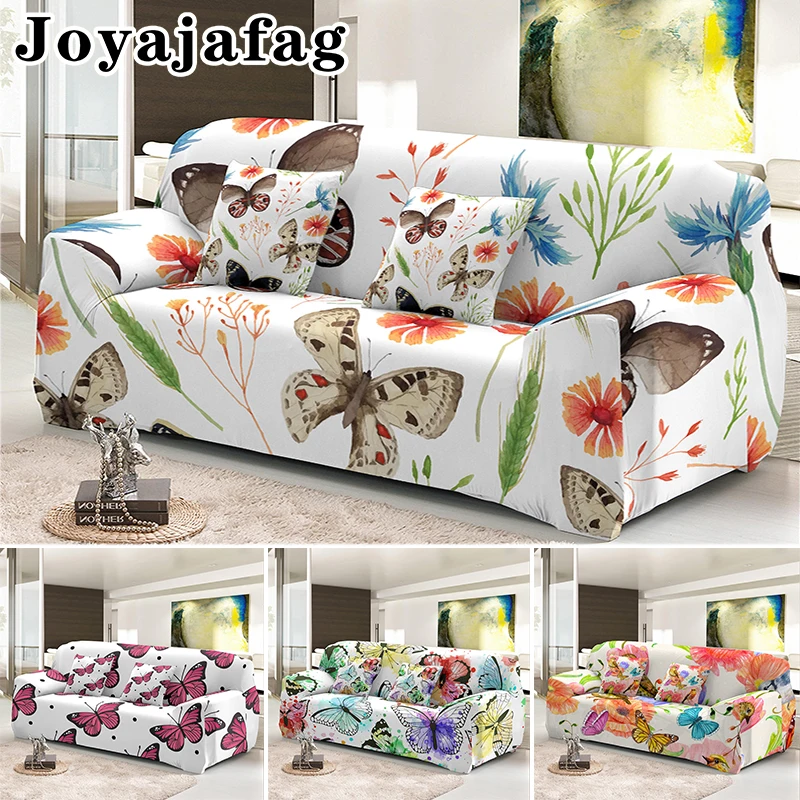 3D Elastic Sofa Covers for Living Room Colorful Feather Print Stretch Slipcovers Corner Couch Cover L Shape Need 2pcs