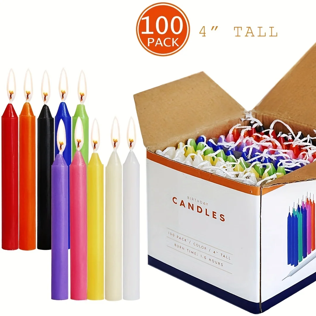 100/60pcs Unscented Assorted Colors Mini Taper Candle, Great For Casting Chimes, Rituals, Spells, Wax Play & More,ChristmasDecor