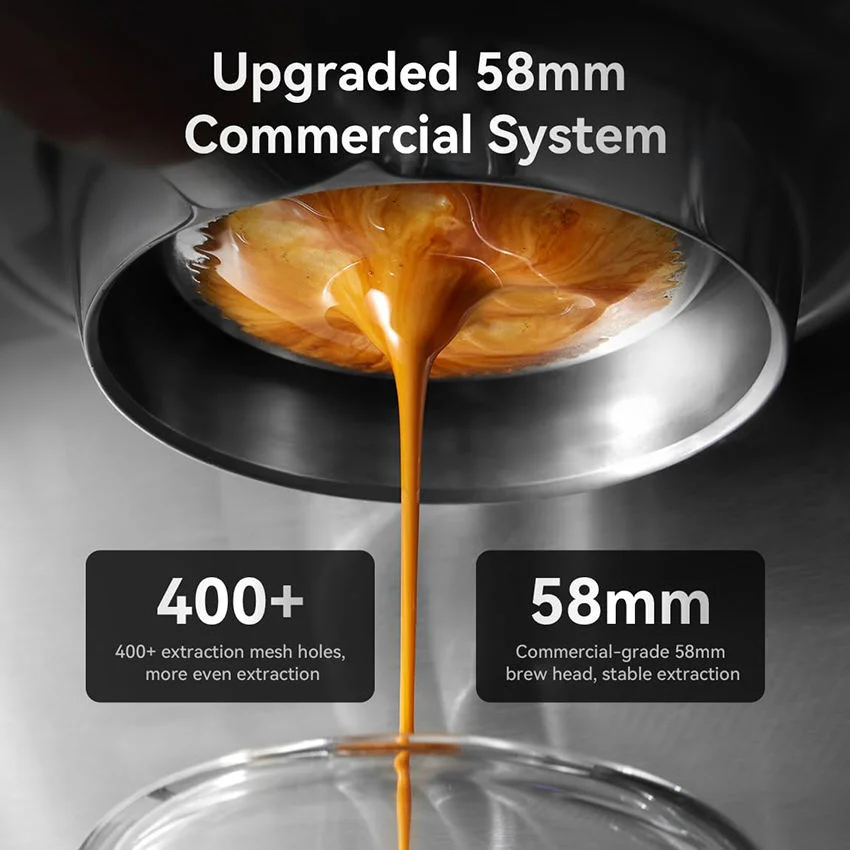 Professional 58mm Portafilter Electric Smart Coffee Maker 20 Bar LED Display Stainless Steel Espresso Machine Household French