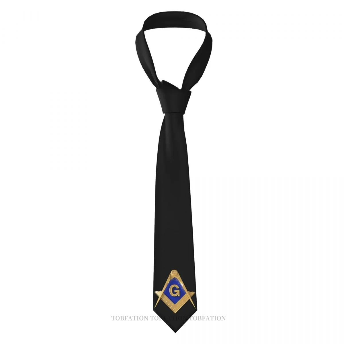 

Design Print Ties Freemason Gold Square Compass Casual Unisex Neck Tie Shirt Decoration Narrow Striped Slim Cravat