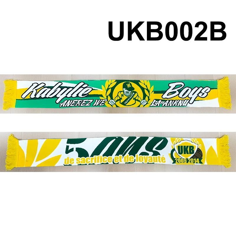 145*18 cm Size Ultras Kabylie Boys Elastic Scarf for Fans Double-faced Knitted UKB002