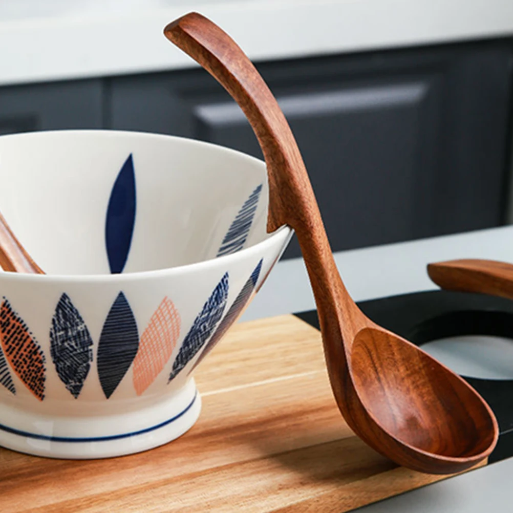 

Long Handle Hook Spoon 26x8cm Wooden Spoon Ideal for Crafts Stirring Nonstick Cookware Porridge Soup Kitchen Utensil