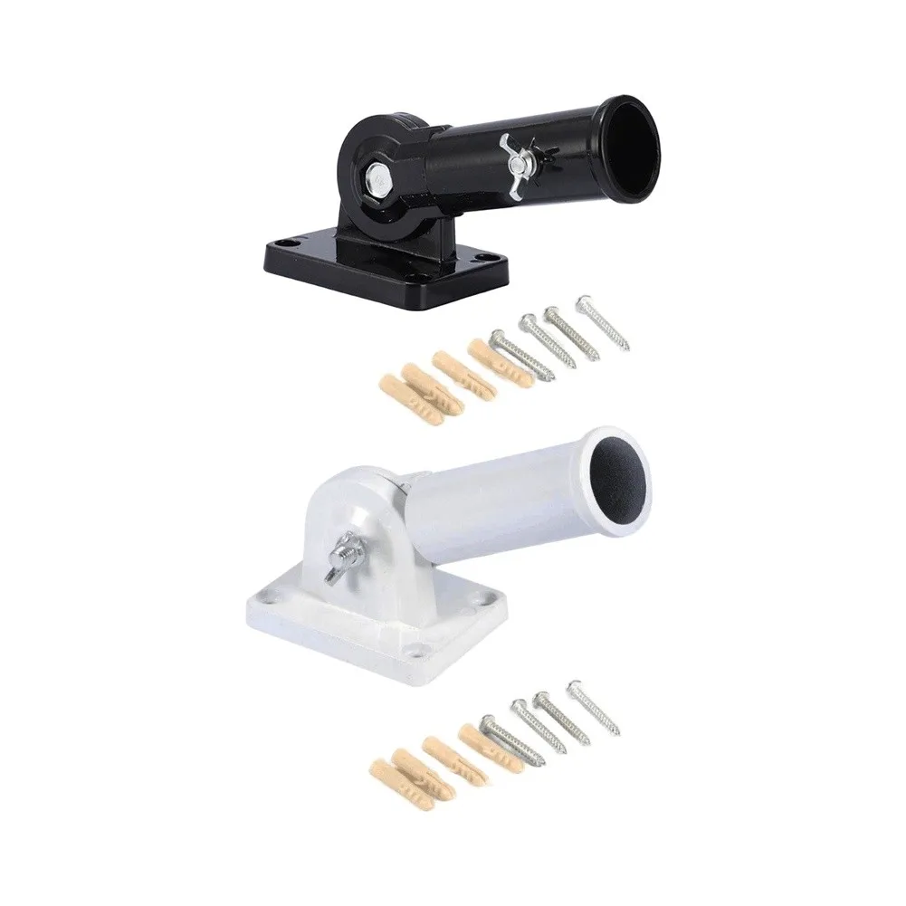 House Flag Pole Bracket Aluminum Alloy Adjustable Outdoor Flag Holder with Drainage Hole Compatible with 27mm Poles