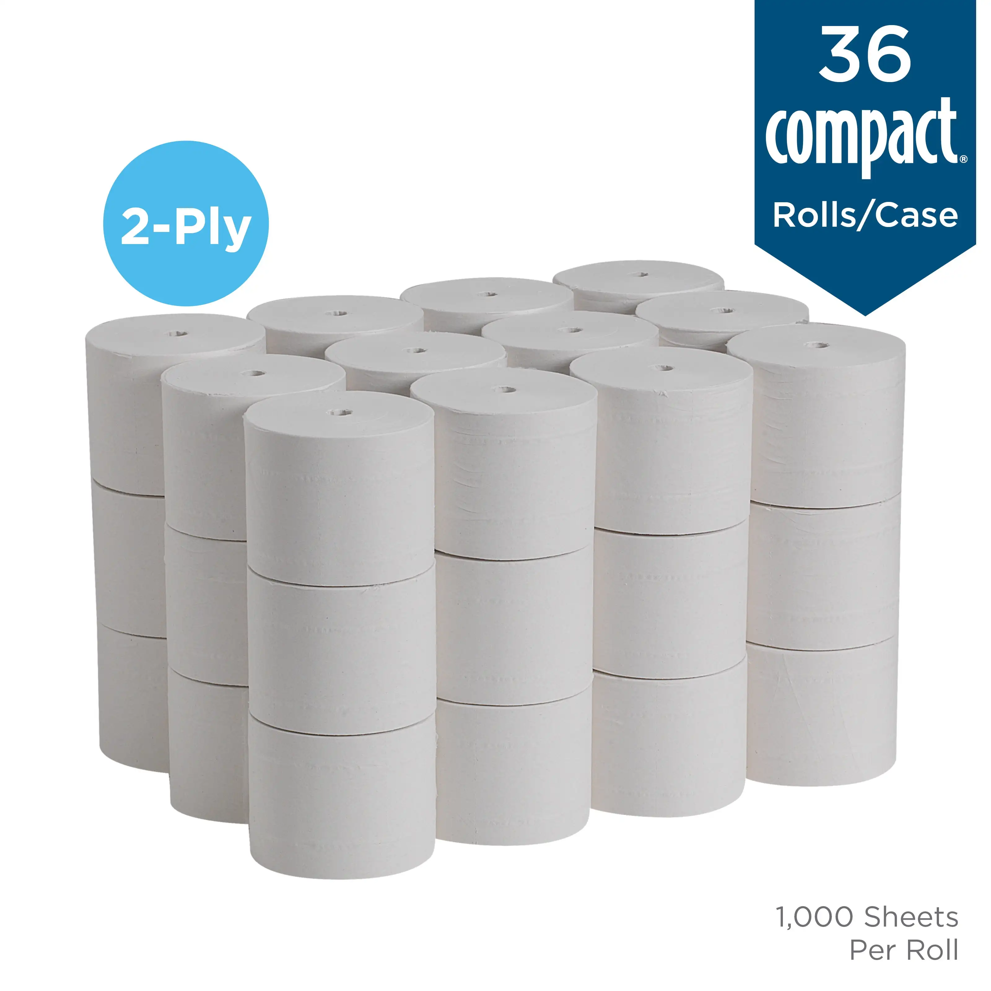 

Georgia-Pacific Compact Coreless 2-Ply Toilet Paper, 19375, 36 Rolls Per Case
