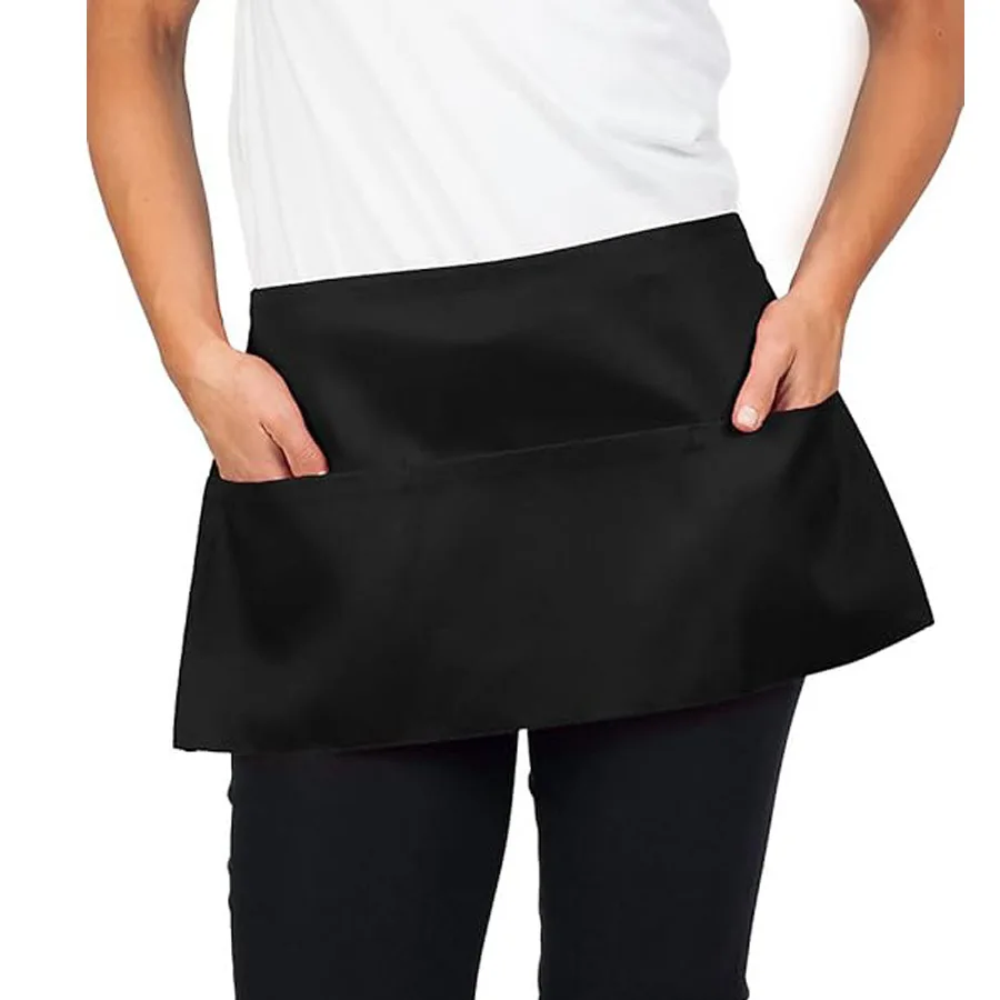 Black Waterproof and Stain - resistant Waiter's Apron, Essential Half - body Style for Restaurant and Hotel Kitchens