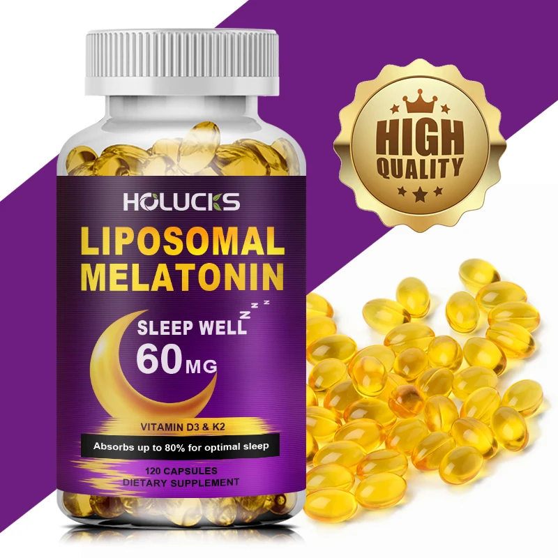 Melatonin Capsules, Supports Deep Sleep & Brain Cognition, Extra Strength Liposomal Melatonin with Vitamin D3 K2, Chamomile