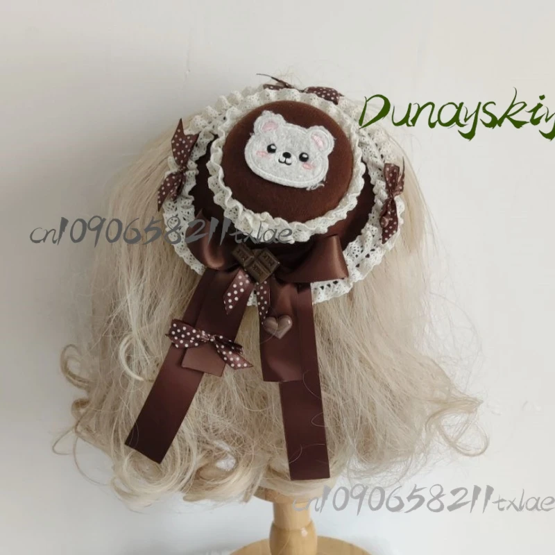 Chocolate Bear Beret Hair Clip Kawaii Tiramisu Coffee-Colored Lolita Headwear Cos/Halloween Japanese Sweet Style Hair Accessory