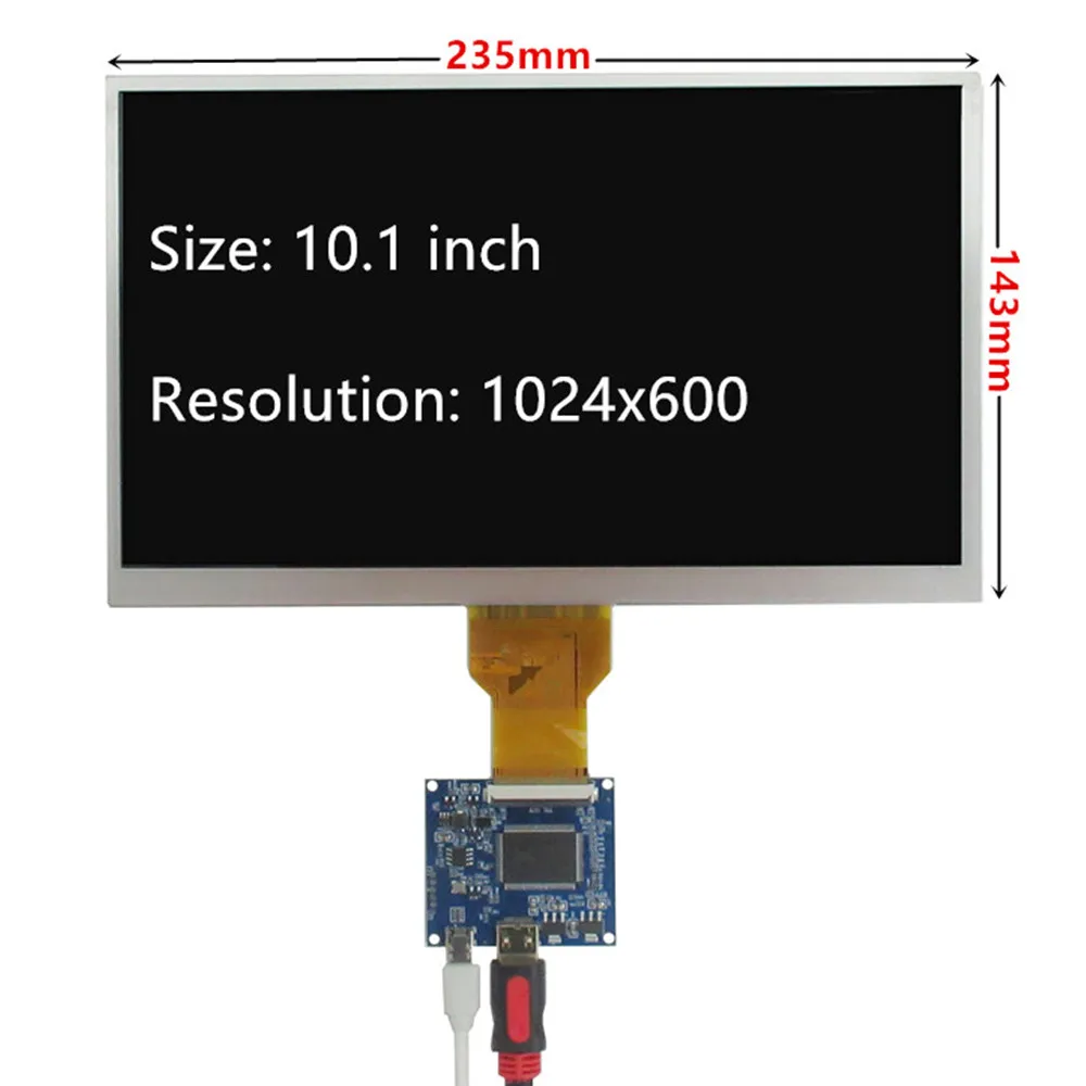 Imagem -02 - Monitor de Tela Lcd Controle Driver Board Mini Compatível com Hdmi Bananaraspberry pi pc 10.1 1024x600