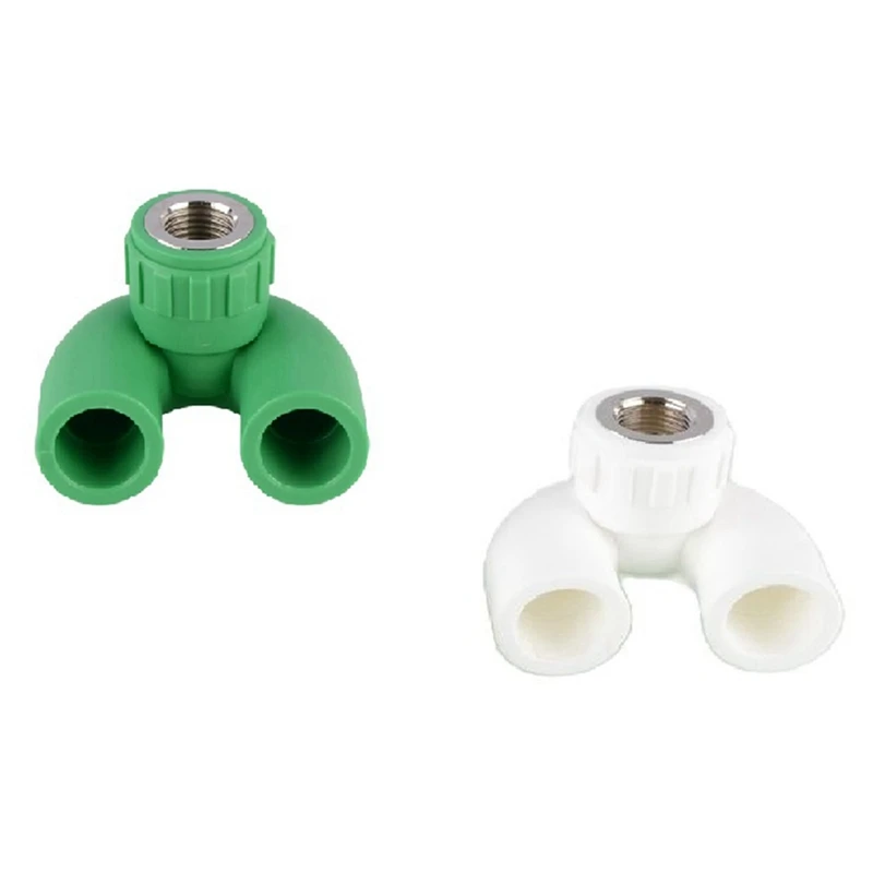 2 Pieces Of Household Tap Water Pipe Fittings PPR25 To 4 Minutes Inner Wire U-Bend Green & White Faucet Tool