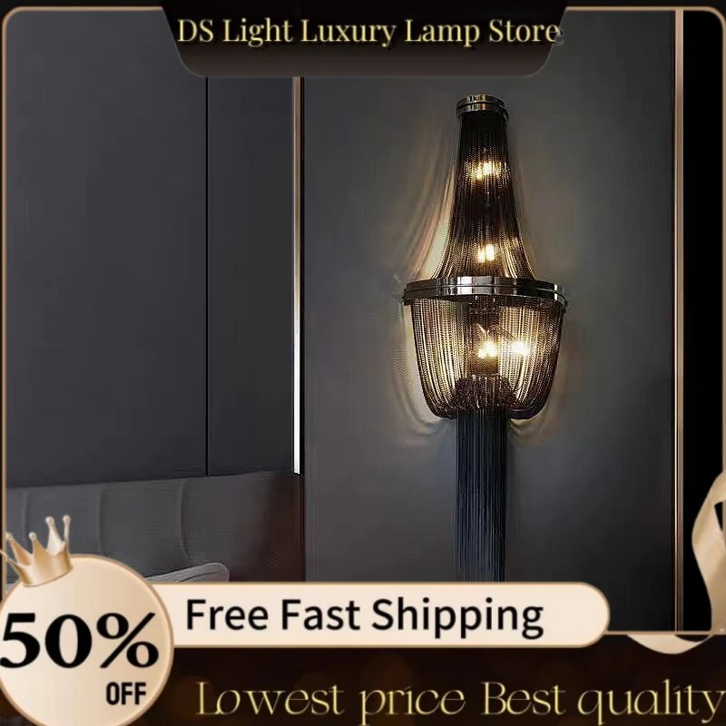 Italian Tassels wall lamp Aluminum Chain light loft mid century lamp TV wall decorations for living room bedroom bedside lights