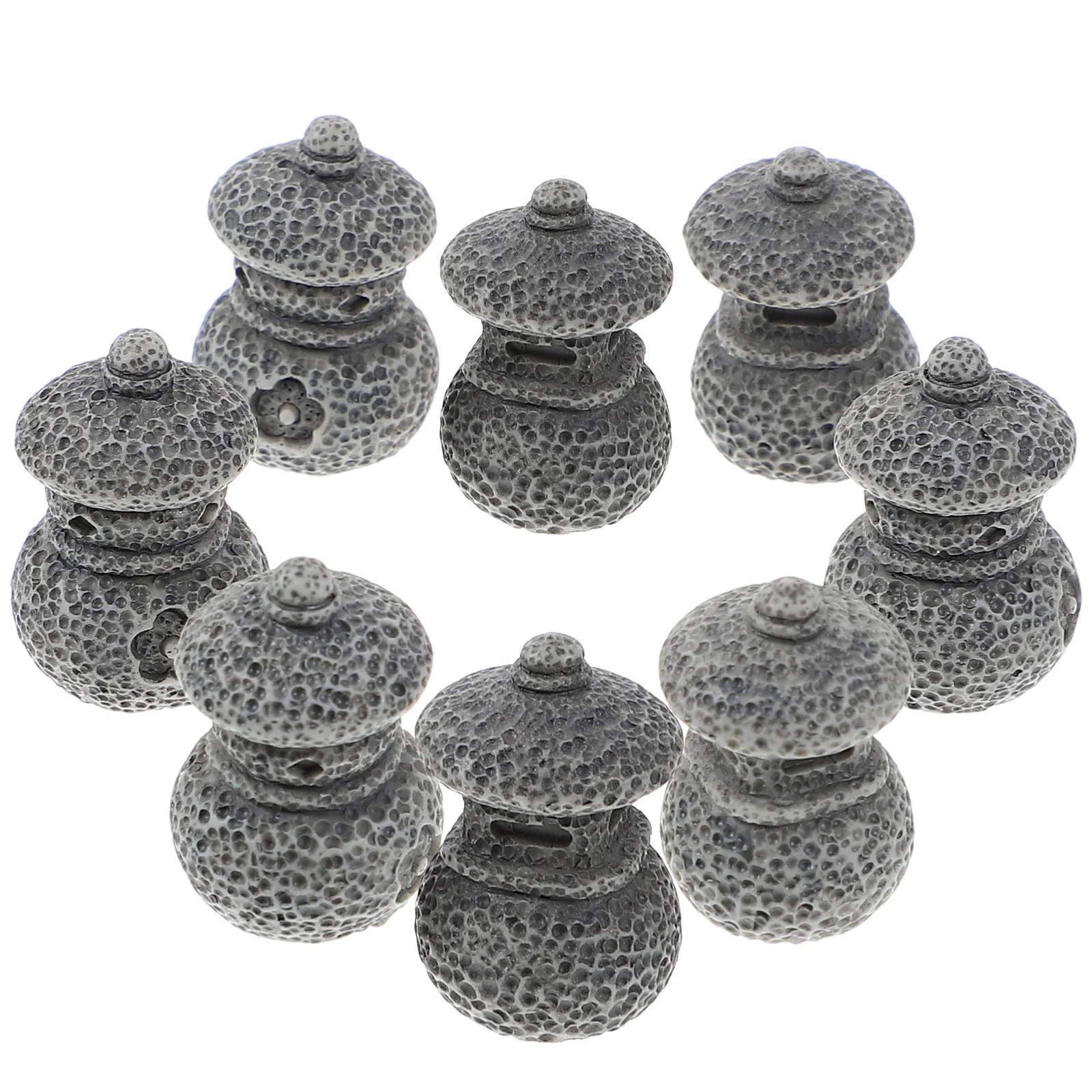 

8Pcs Mini Pagoda Statue Garden Decor Resin Micro Landscape DIY Miniature Scene Pavilion Ornament for Moss Succulents Bonsai