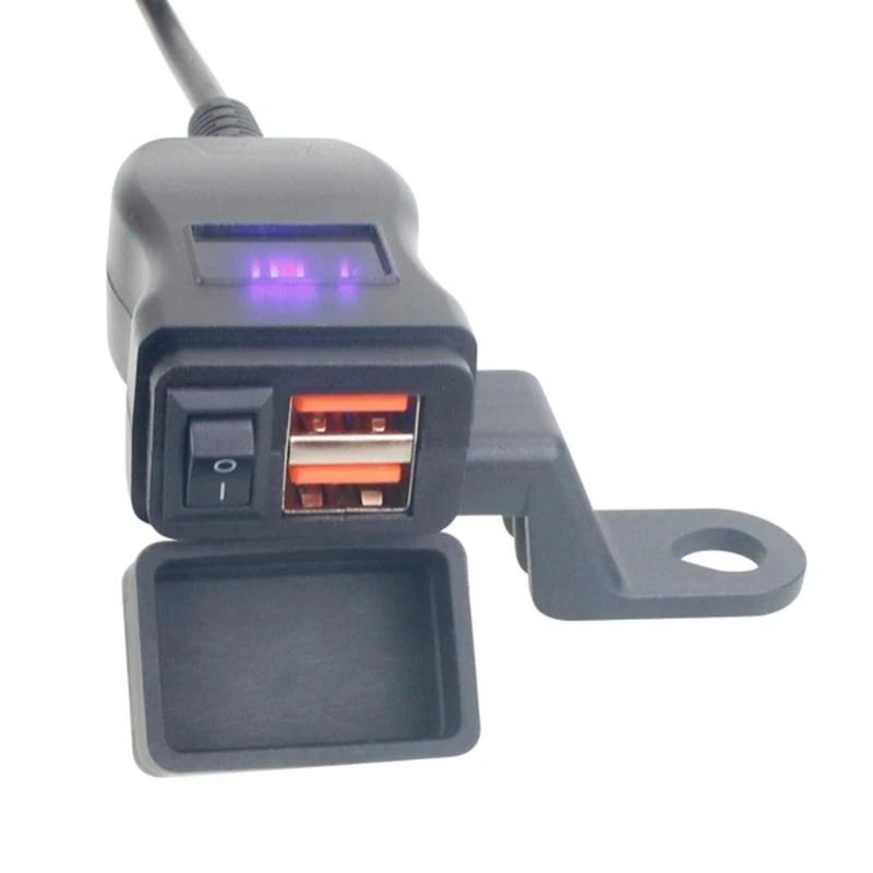 

Motorcycle USB Chargers Waterproof 12V 24V Power Adapter with Switch Voltmeter