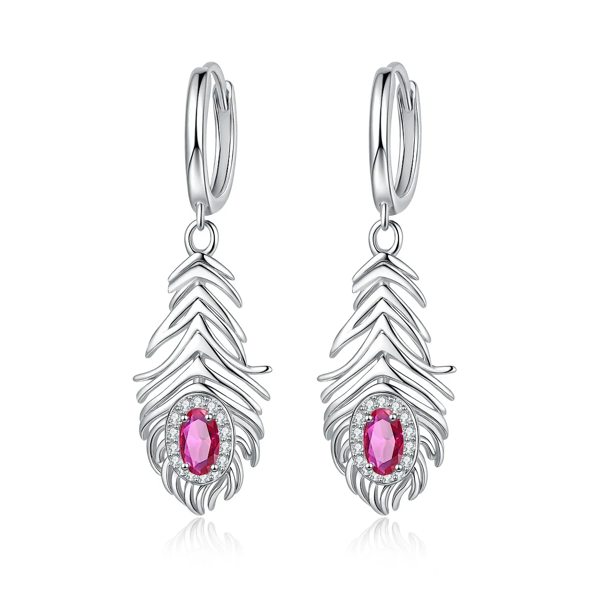 

S925 Sterling Silver Synthetic Colorful Treasure Earrings European and American Fashion Personalized Earrings Women's Niche Simple Design Earrings