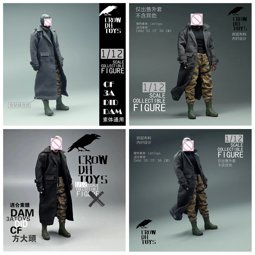 

1/12 Scale Vest Male coat Anime Windbreaker long Jacket Clothes Trendy Anime clothes Doll Model for 6 '' Action Figure Toys