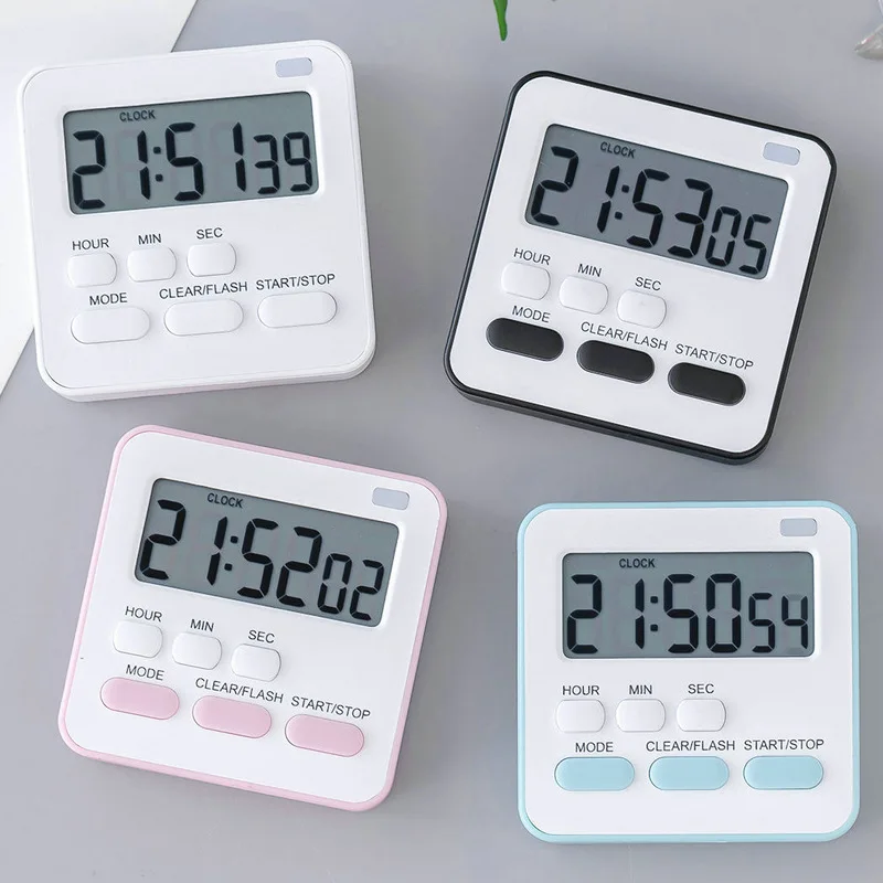 Digital Display Timer Kitchen Cooking Time Counter Countdown with Clock & Alarm Function for Students Children Sports BBQ Magnet