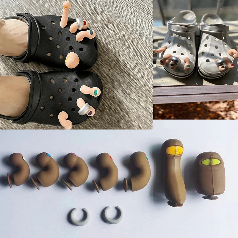 Crocsの靴の装飾アクセサリー、crocsの3Dつま先チャーム、面白いシミュレーションの足、親指