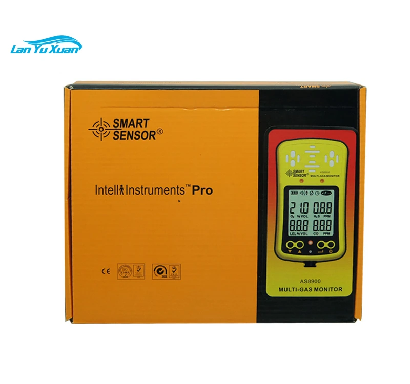 Analizador de Gas 4 en 1 AS8900, O2 H2S CO, Detector de Gas Combustible/LEL Multi