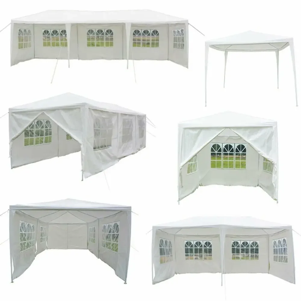 10'X 10'/20'/30' Garden Canopy Wedding Party Tent Gazebo Pavilion w/Walls Cover Outdoor Waterproof Easy Assembly White