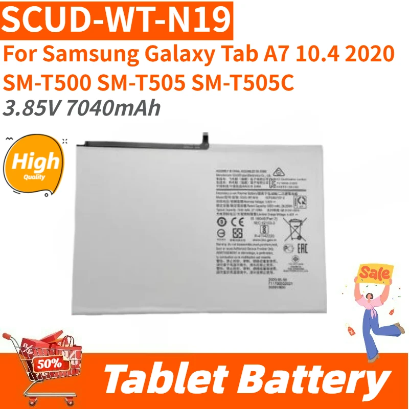 

Brand New Replacement Tablet Battery 3.85V 7040mAh Scud-WT-N19 For Samsung Galaxy Tab A7 10.4 2020 SM-T500 SM-T505 T505C