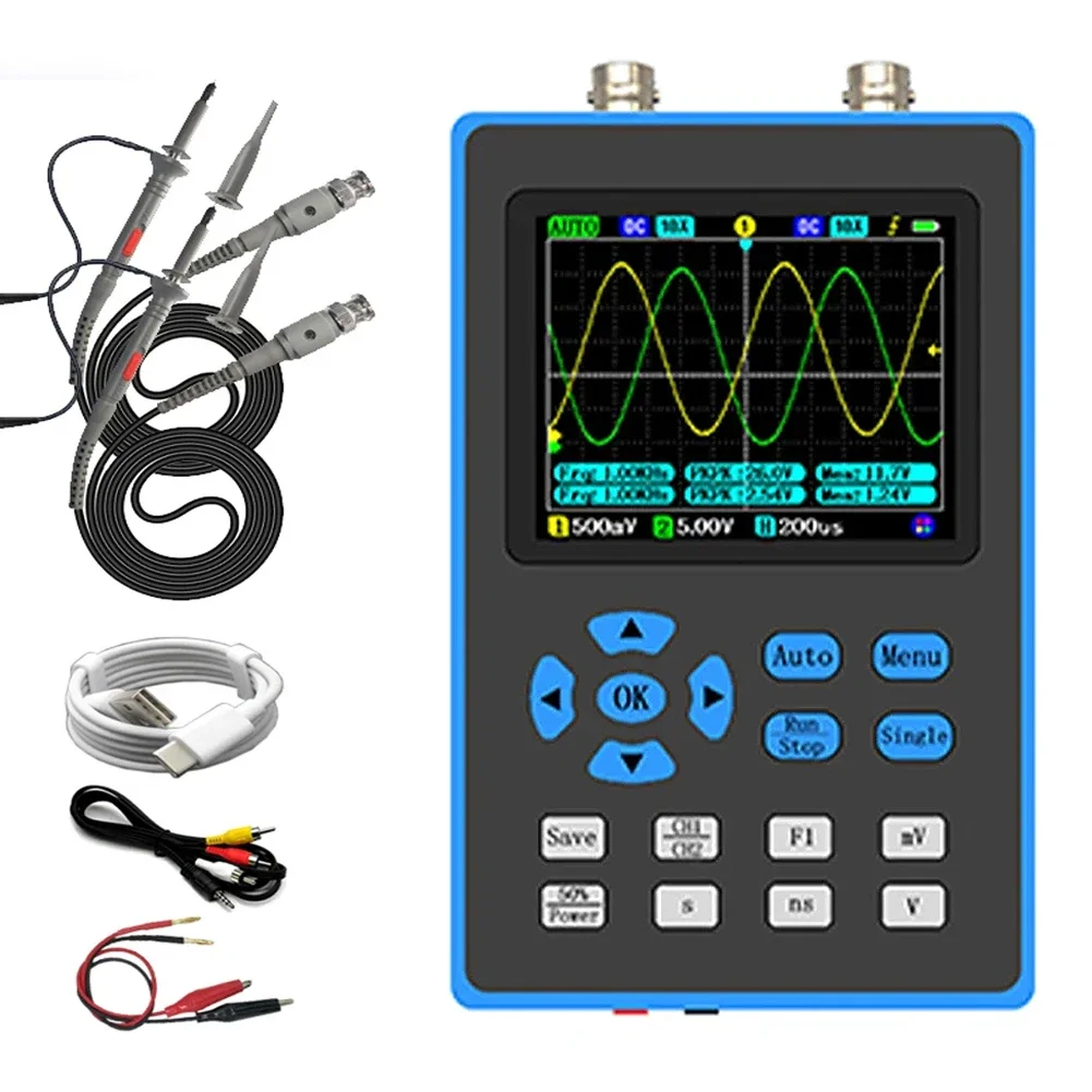 DSO2512G 2 in 1 Dual Channel Oscilloscope Dual Channel Portable Signal Generator 120M Bandwidth 500MSa/s FFT Spectrum Analysis