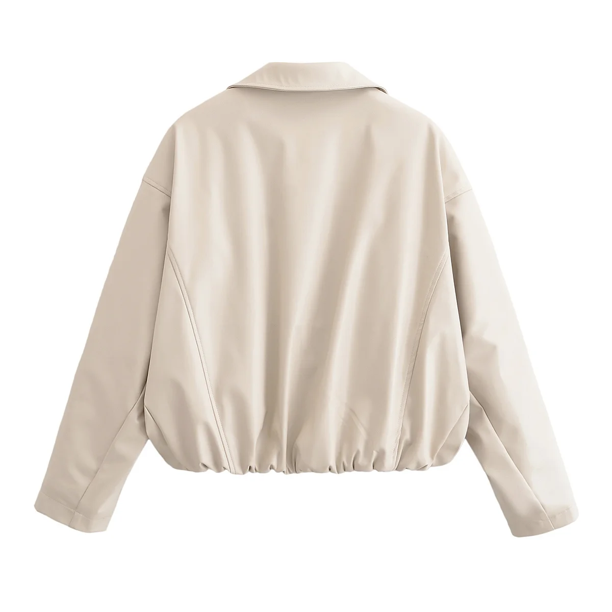 KEYANKETIAN Autumn New Women's Clothing Lapel, Placket Zipper, Imitation Leather Splicing PU Leather Jacket, Women Coat