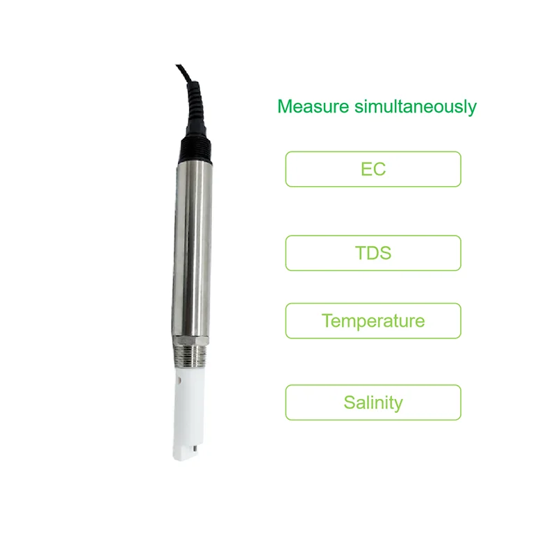 RS485 Corrosion Resistant PTFE Water Sensor Simultaneously Measures EC Temperature TDS Salinity for Seawater Aquaculture