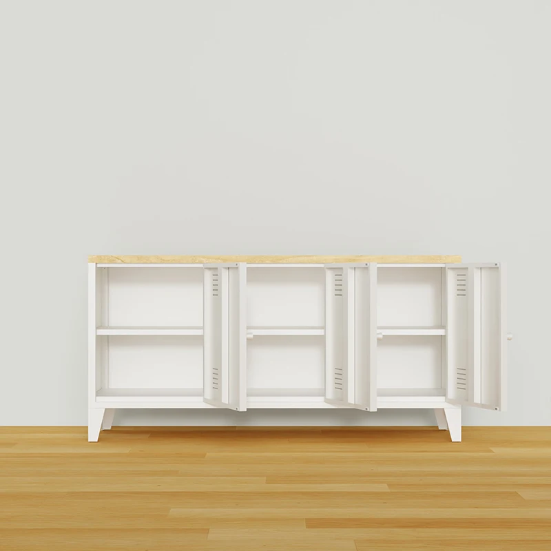 ！@3 Door Eco-friendly Foldable Wood Metal TV Stand Sideboard Cabinet with Storage Modern Living Room Simple TV Cabinet