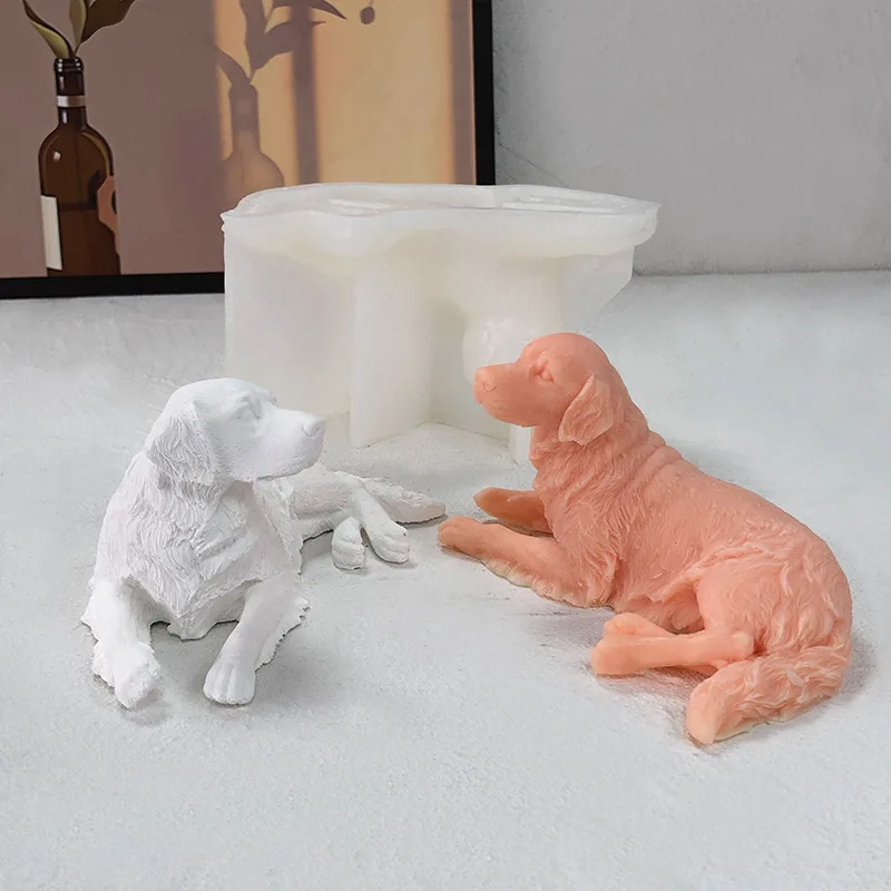 Pet Labrador Dog Candle Silicone Mould Animal Aromatherapy Soap Plaster Decorative Making Set Cake Baking Tools Home Decor Gift