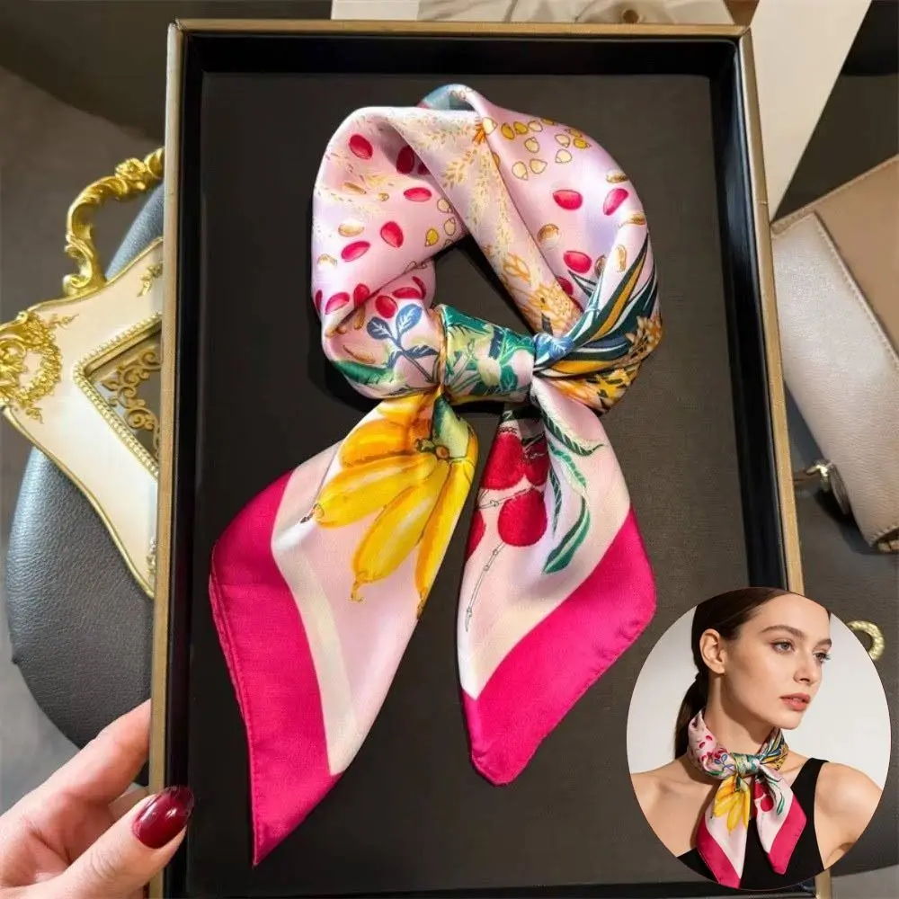 

High Quality 70cm Flower Head Scarf Satin Square Paisley Hijab Decorative Hijab Headband Hair Accessories