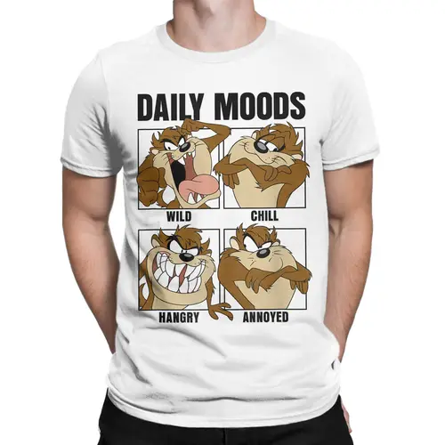 Imagen 2 del producto Camisetas para hombre Tazmanian Devil Daily Moods Paneles Tazed divertidas camisetas de algodón puro Camiseta de manga corta ropa de cuello redondo nueva llegada