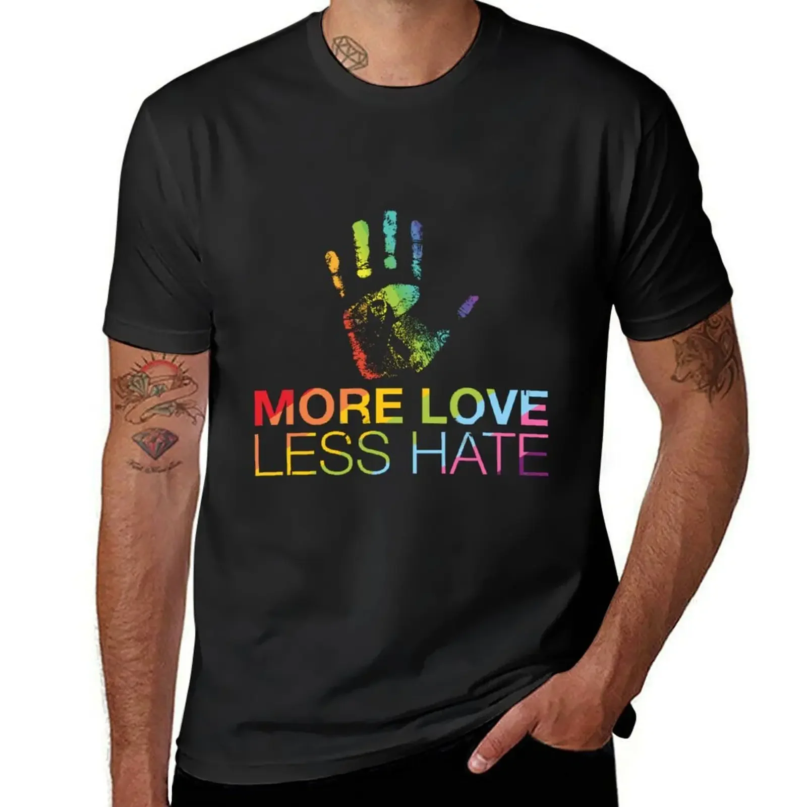 More Love Less Hate\t T-Shirt Short sleeve tee plus size tops summer tops plus size clothes men clothings