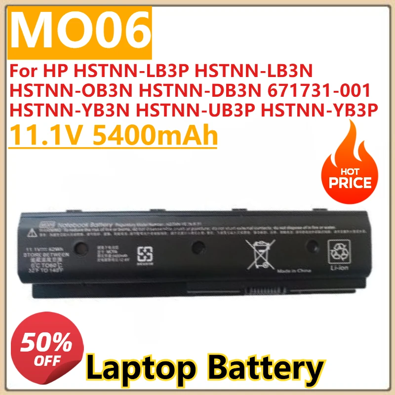 

New MO06 Laptop battery 11.1V 5400mAh For HP HSTNN-LB3P HSTNN-LB3N HSTNN-DB3N 671731-001 HSTNN-YB3N HSTNN-UB3P HSTNN-YB3P