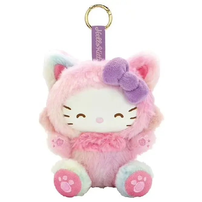 New Cartoon Sanrio Kawaii Hello Kitty Leopard Print Costume Hoodie Series Kitty Plush Doll Bag Charm KeyChain Girl Birthday Gift view 4