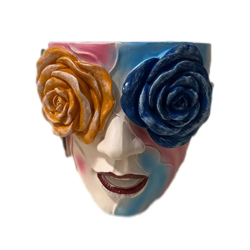

Красочная голова феи, горшок для растений, глаза розы, забавные суккуленты, цветочный горшок, ремесло из смолы, фигурка ручной работы, кашпо для дома и офиса