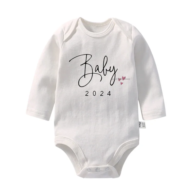 Pregnancy Announcement Baby 2024 Newborn Baby Bodysuits Cotton Autumn Winter Boys Girls Long Sleeve Rompers Infant Jumpsuits