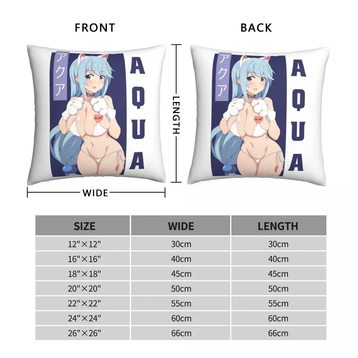 Aqua Sexy Neko Konosuba Square Pillowcase Polyester Linen Velvet Pattern Zip Decor Pillow Case Home Cushion Cover Wholesale