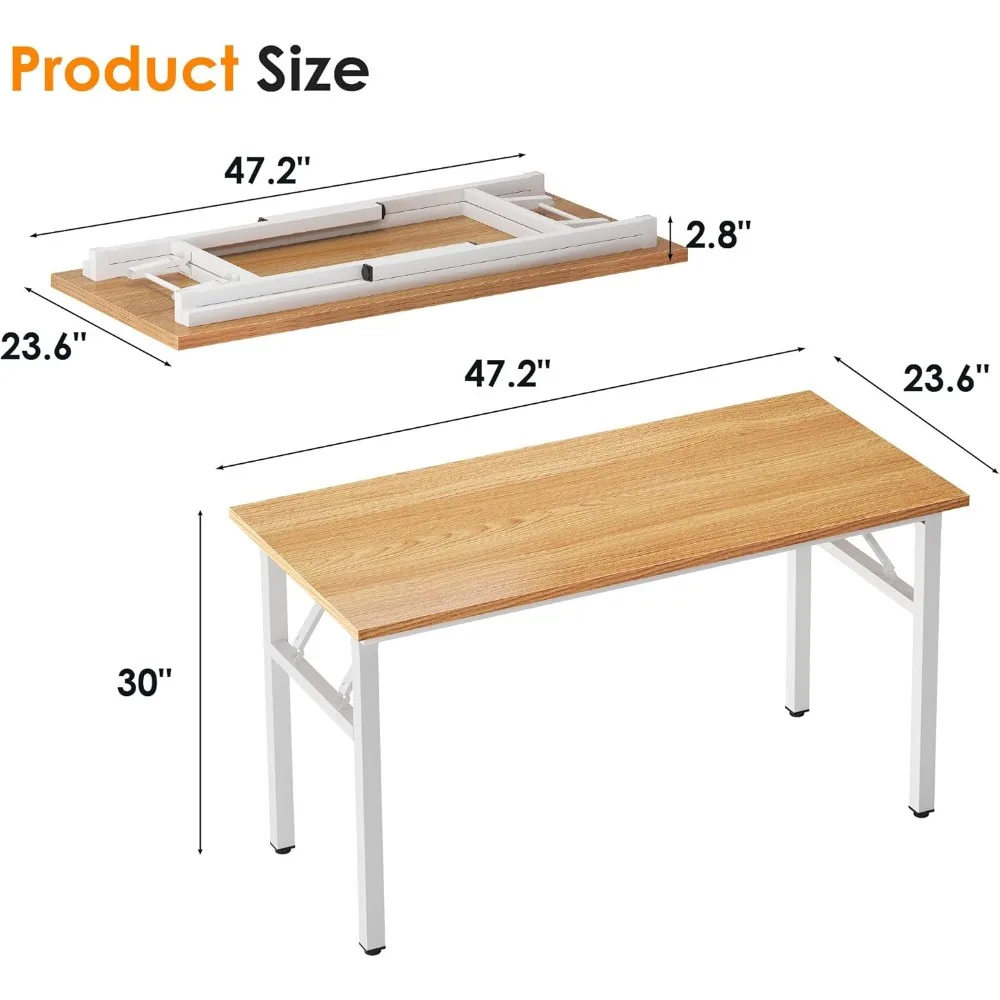 47 inches Computer Desk Office Desk Folding Table with Certification Computer Table Workstation,Teak White AC5BW-120