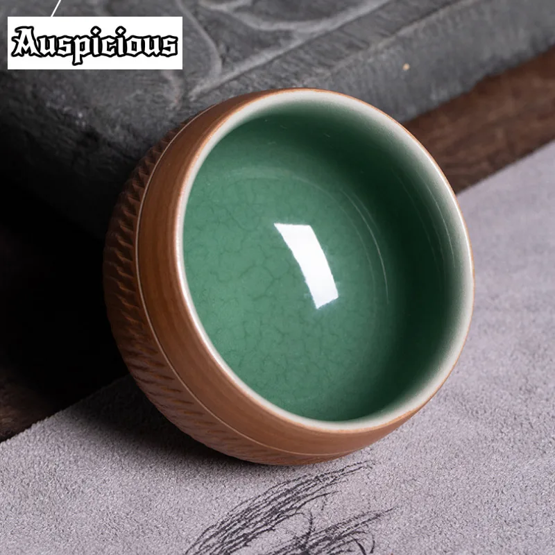 50ml Handmade Knife Jumping Celadon Teacup Tea Bowl Beautiful Tea Cup Tea-tasting Fragrance Cup Chazhan Master Cups Drinkware